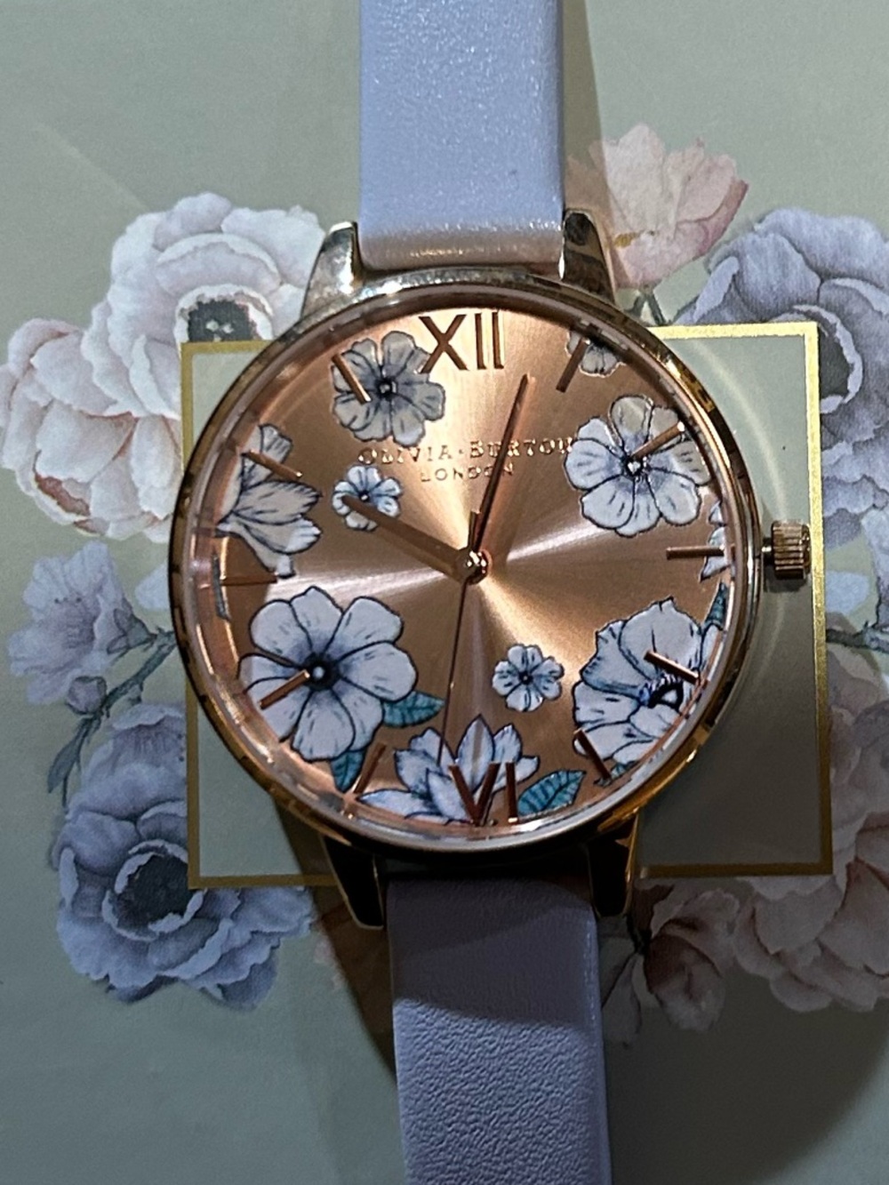 OLIVIA BURTON GROOVY BLOOMS WATCH WITH 30MM LIGHT PINK FLORAL FACE & Lal…